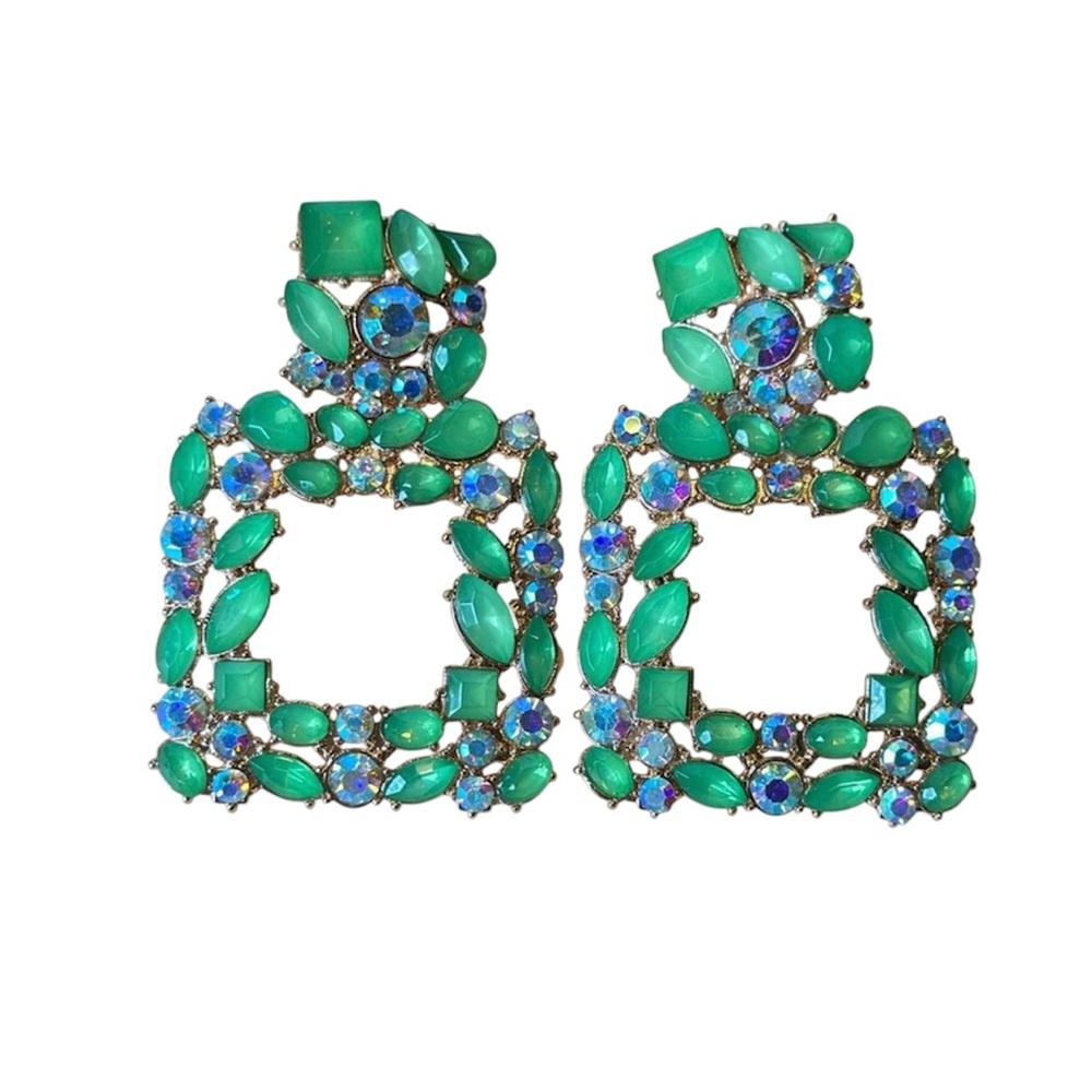 Elegant Green and Blue Gemstone Earrings